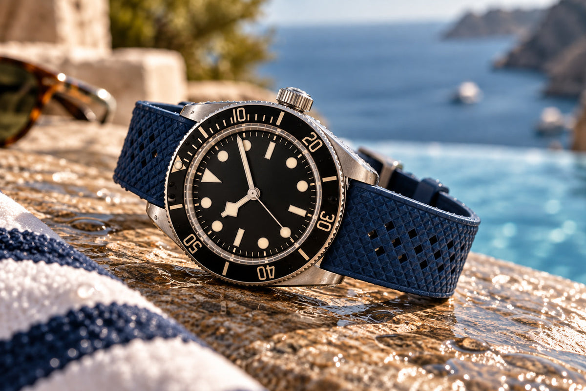 Hex FKM Quick Release Rubber Navy Watch Strap