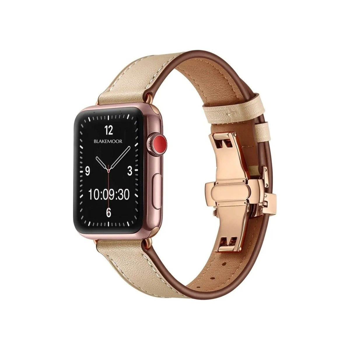 Aurum Beige Watch Strap for Apple with rose gold clasp