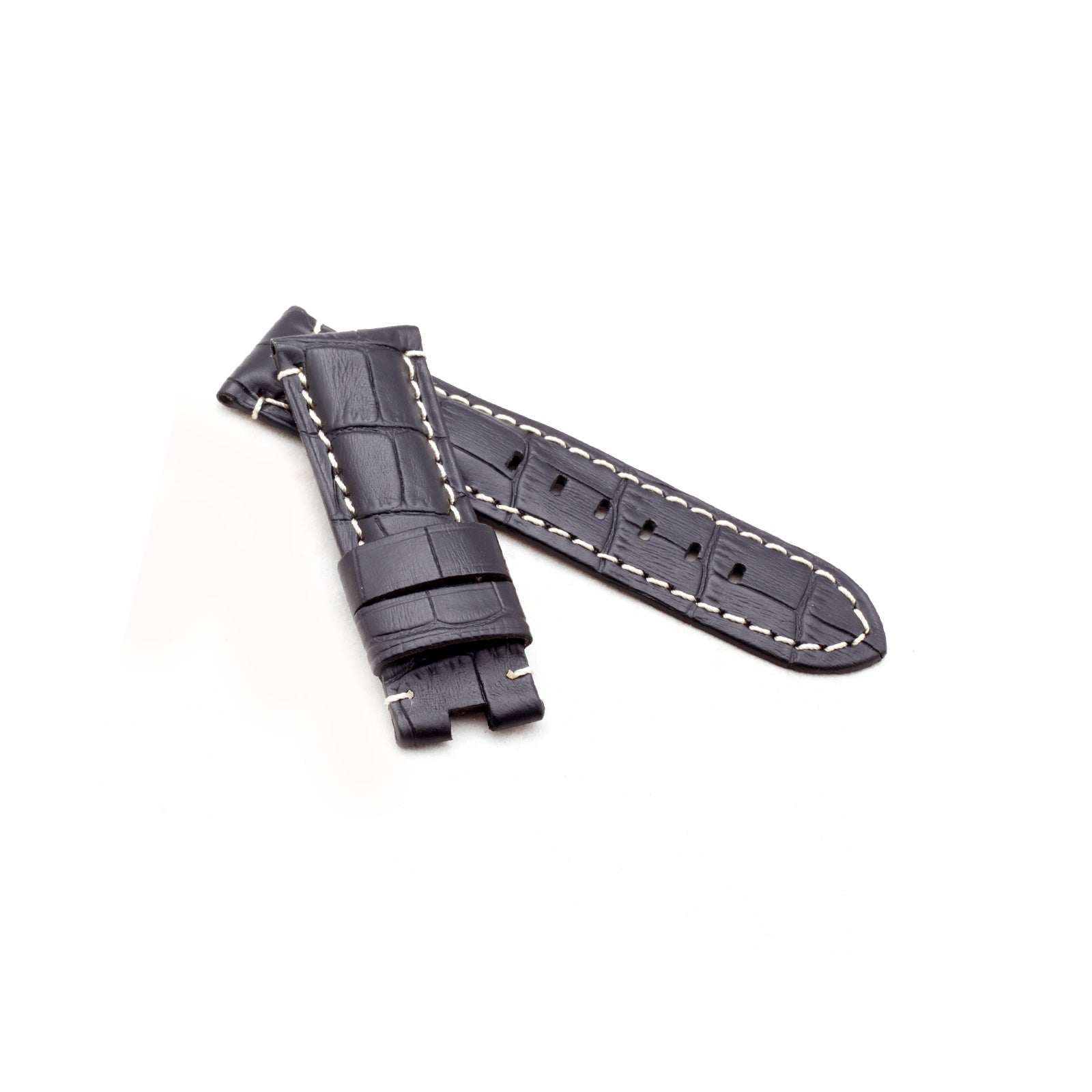 Black Alligator Panerai Style Deployment Strap