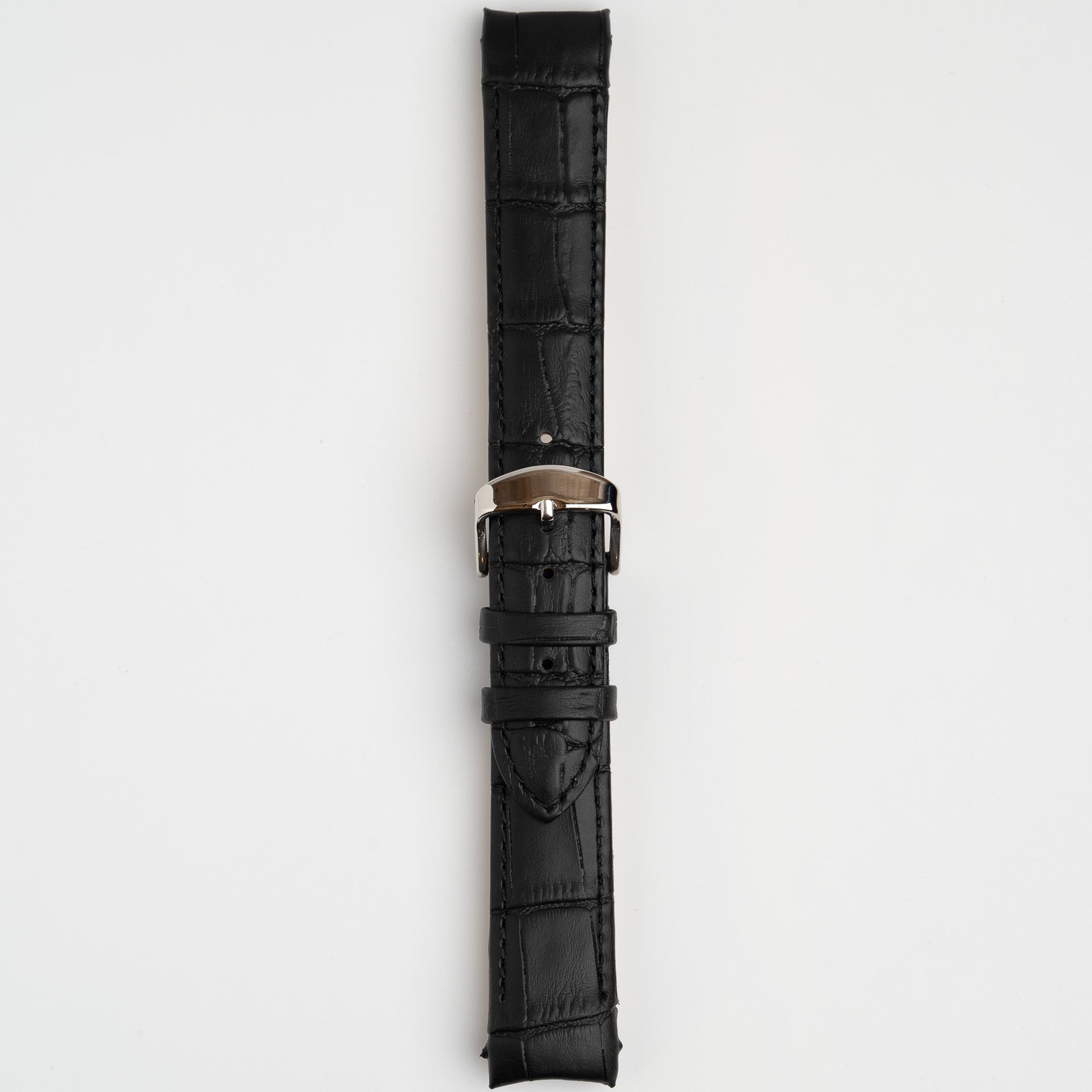 Alligator Curved Black Watch Strap