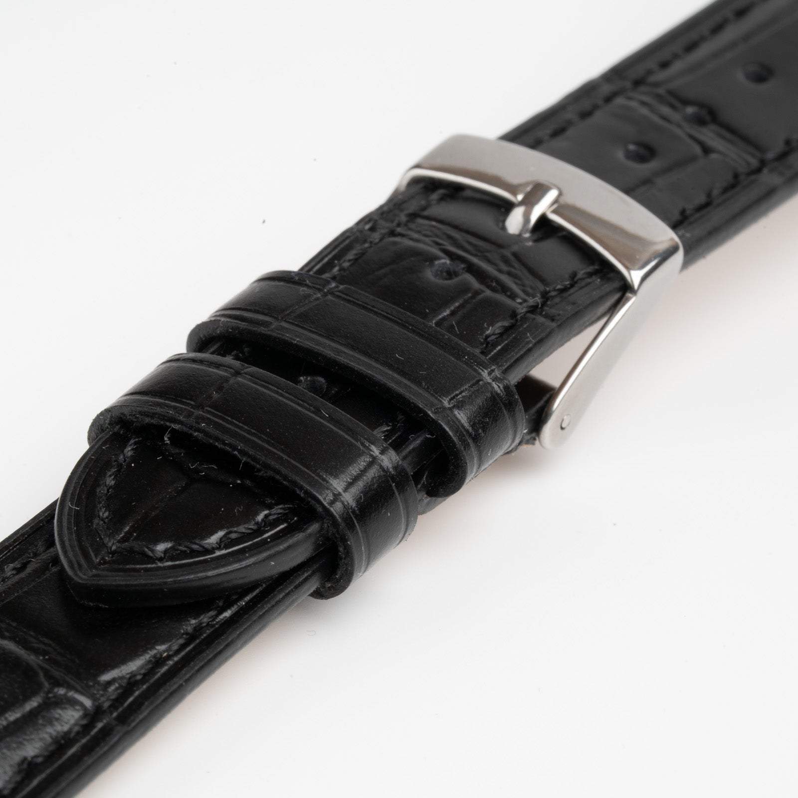 Handmade Alligator Grain Black Watch Strap