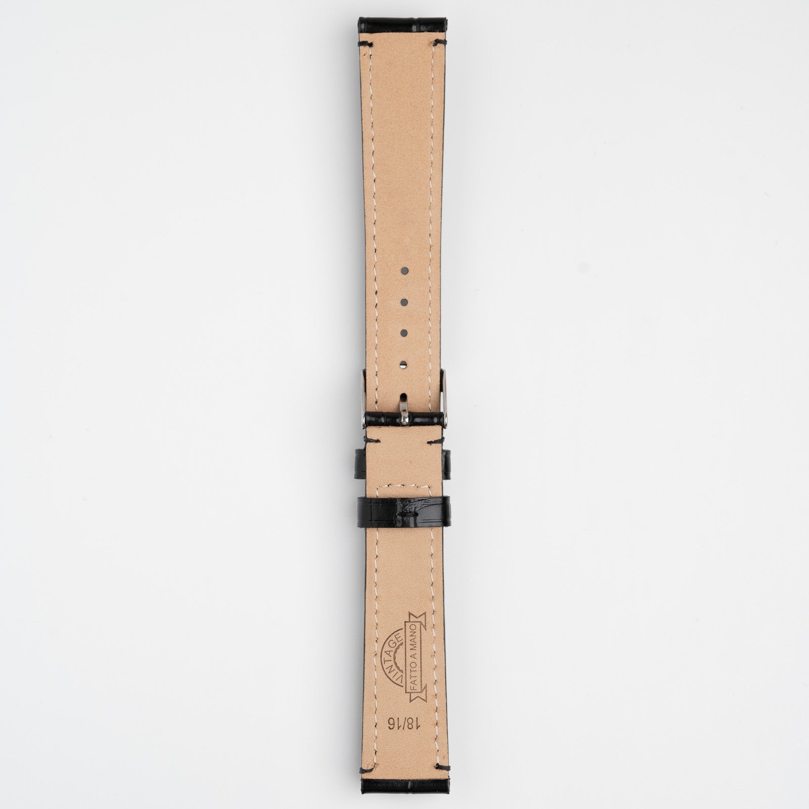 Handmade Alligator Grain Black Watch Strap