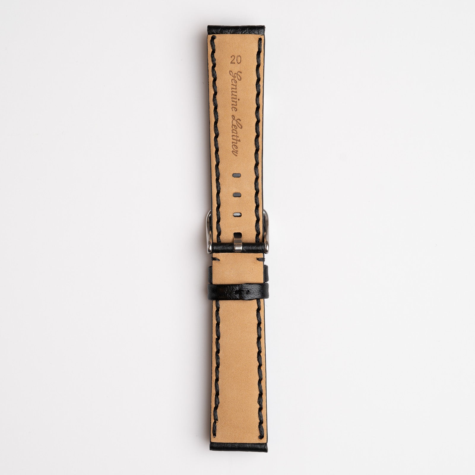 Windsor Stitched Black Watch Strap