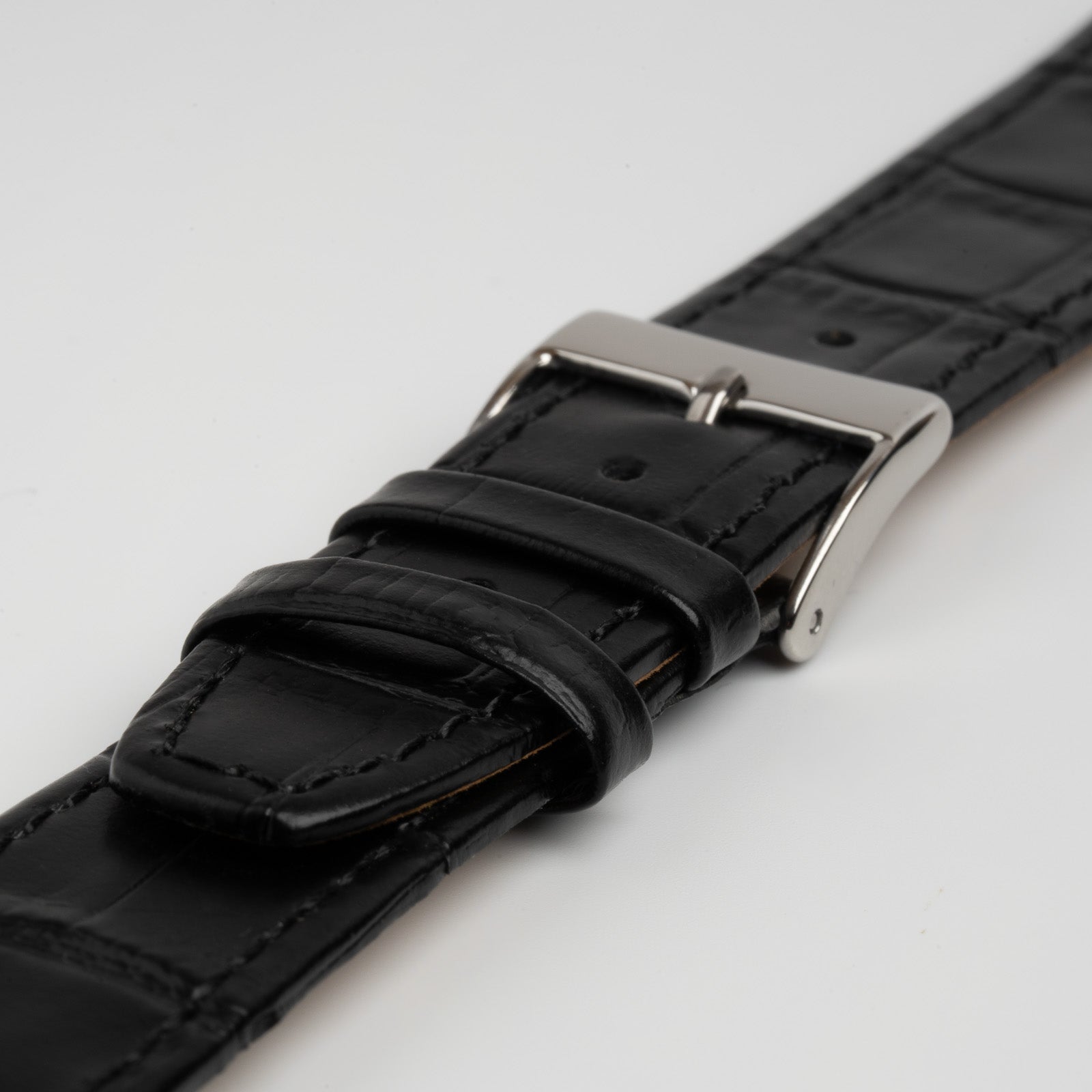 Open Ended Crocodile Black Watch Strap