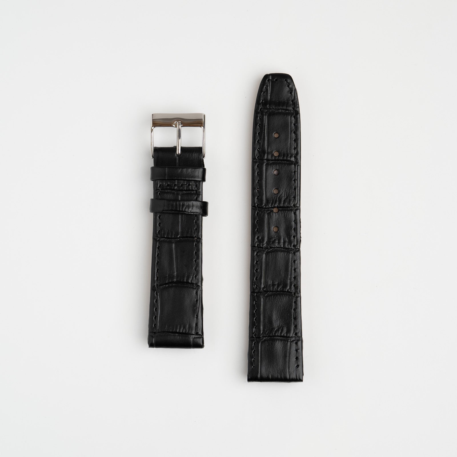 Open Ended Crocodile Black Watch Strap