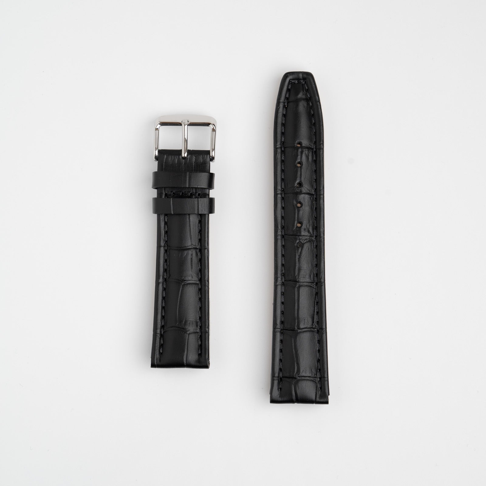 Black Matt Padded Crocodile Grain Watch Strap