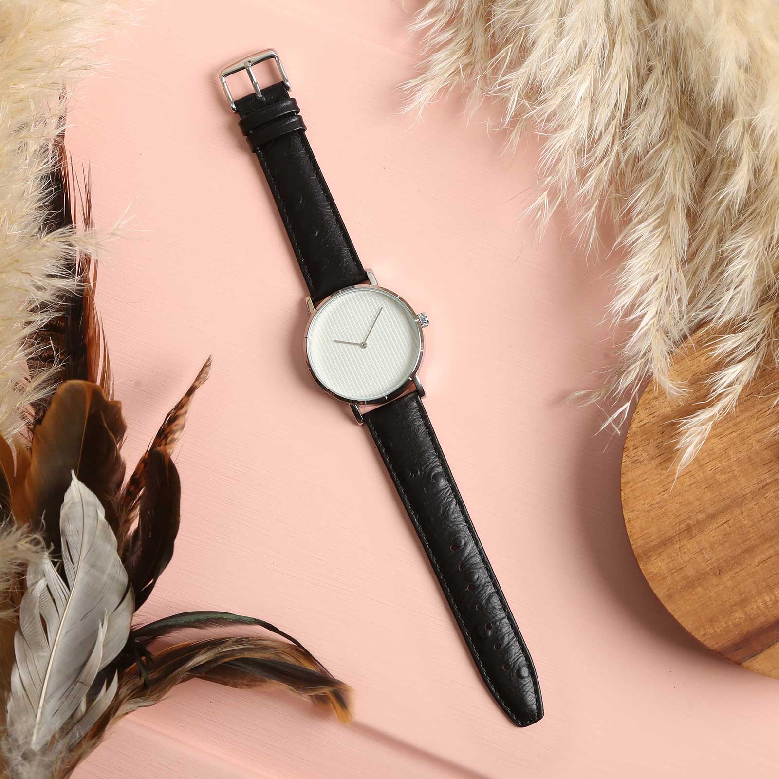 Sandbanks Ostrich Black Watch Strap