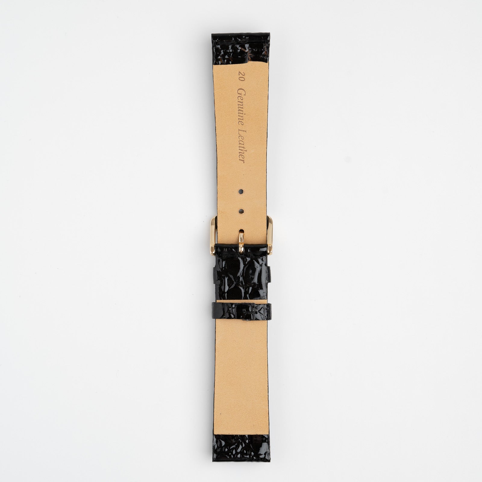 Patent Crocodile Black Watch Strap