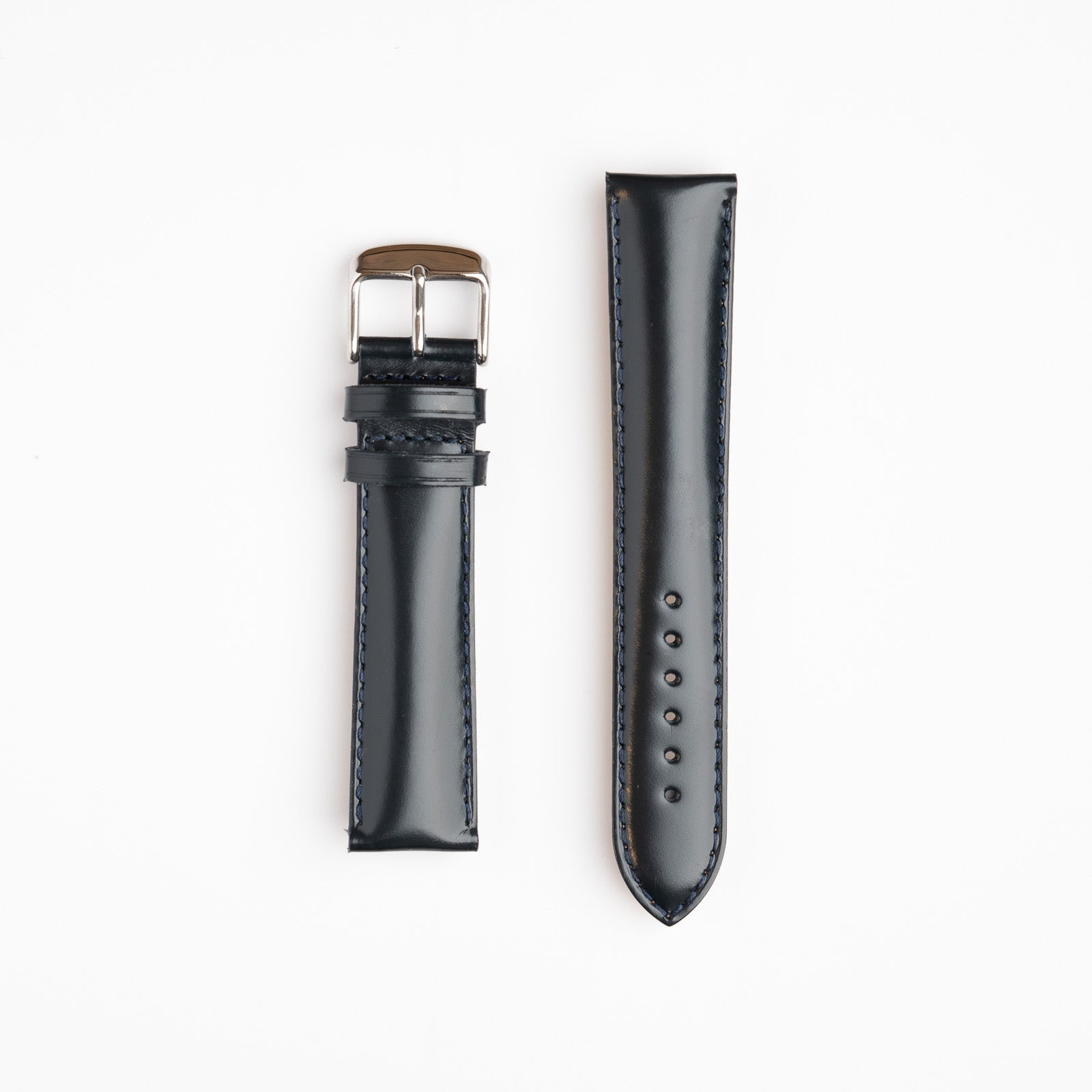 Blue Smooth Gloss Shiny Leather Watch Strap available in 18mm, 20mm, 22mm