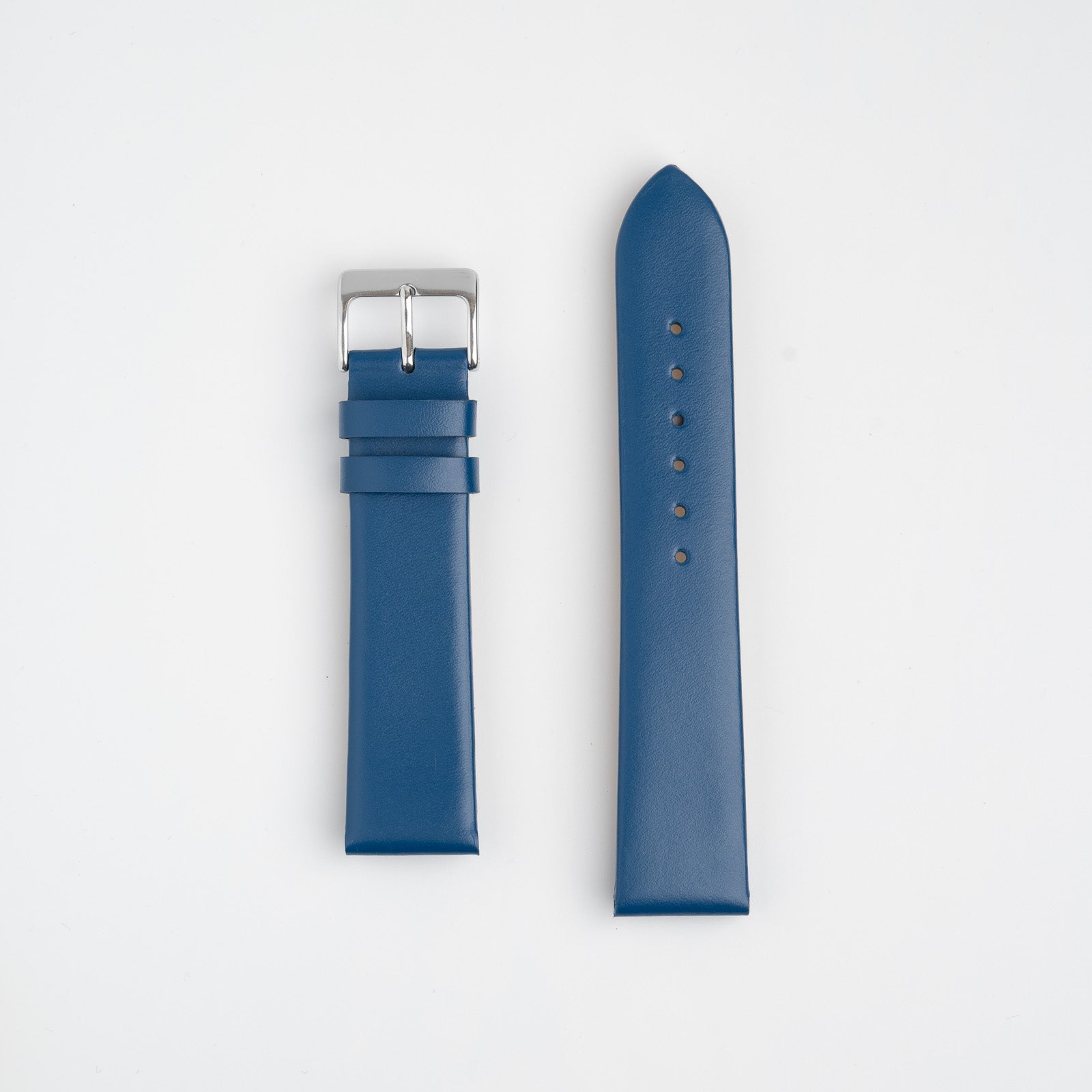 Blue Unstitched Smooth Genuine Leather Watch Strap 12mm, 14mm, 16mm, 18mm, 20mm, 22mm, 24mm, 26mm, 28mm, 30mm