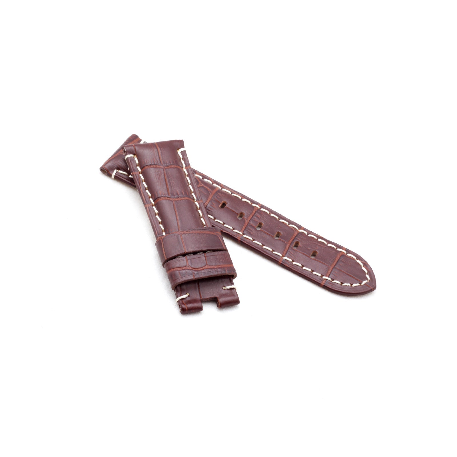 Brown Alligator Panerai Style Deployment Strap