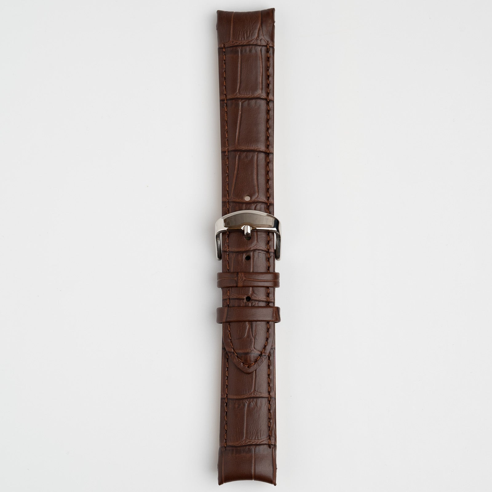 Alligator Curved Brown Watch Strap