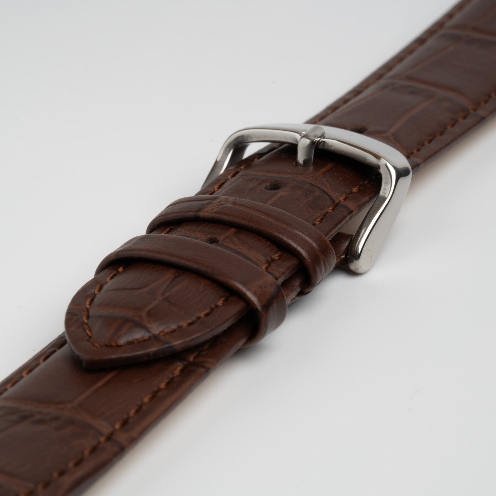 Alligator Curved Brown Watch Strap