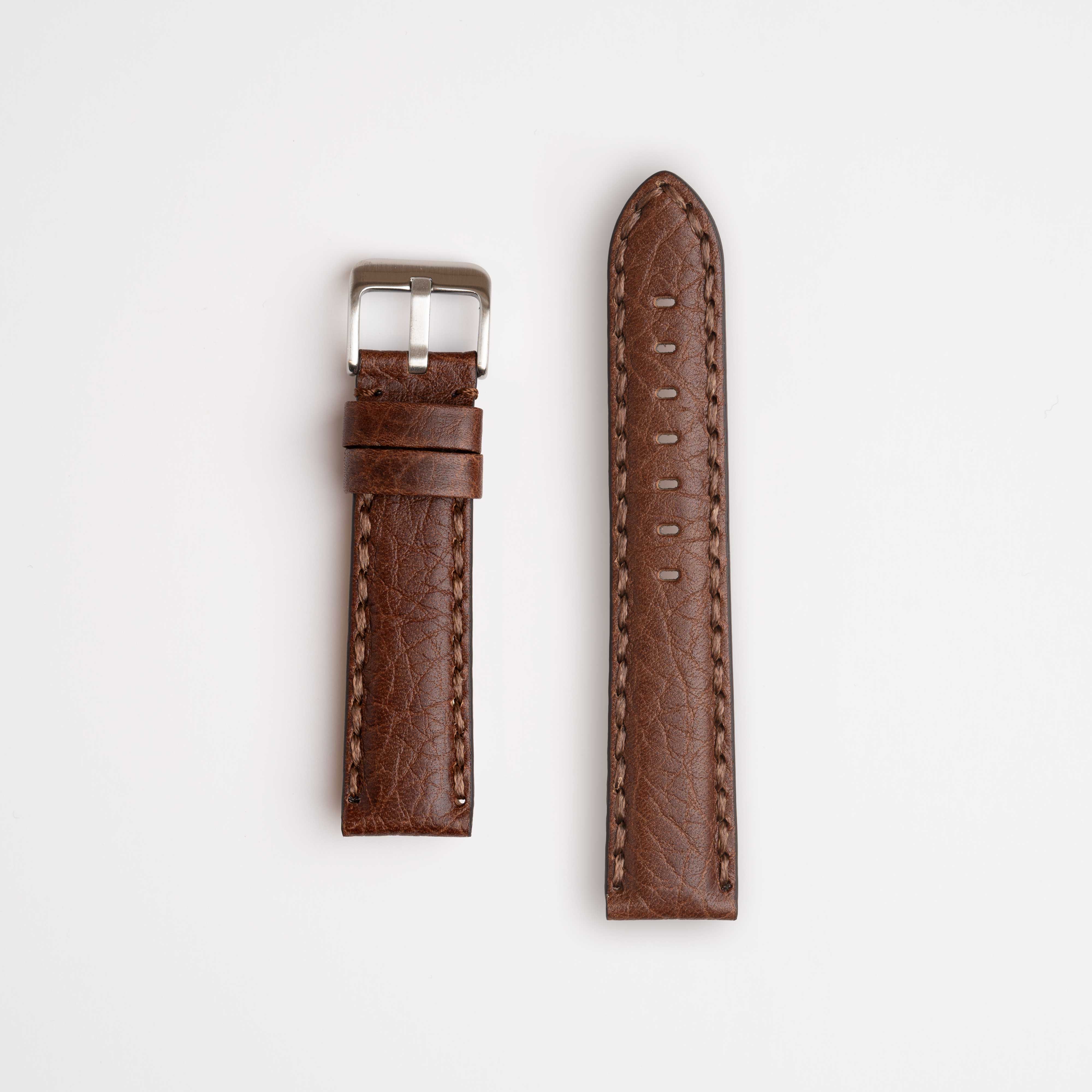 Windsor Stitched Brown Watch Strap
