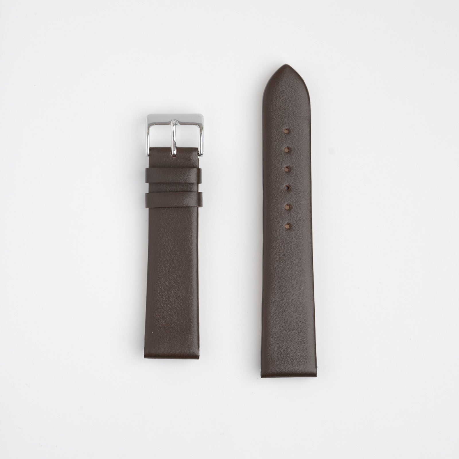 Brown Unstitched Smooth Genuine Leather Watch Strap 6mm, 8mm, 10mm, 12mm, 14mm, 16mm, 18mm, 20mm, 22mm, 24mm, 26mm, 28mm, 30mm