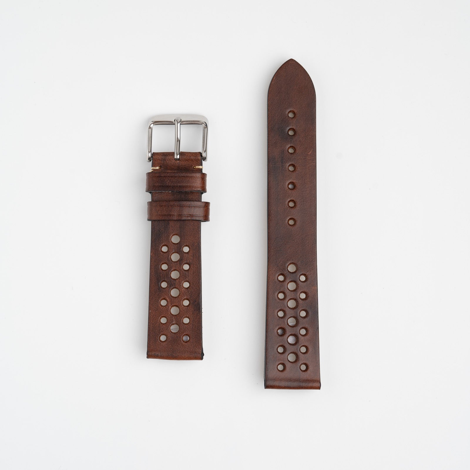 Brown Vintage Perforated Handmade Watch Strap
