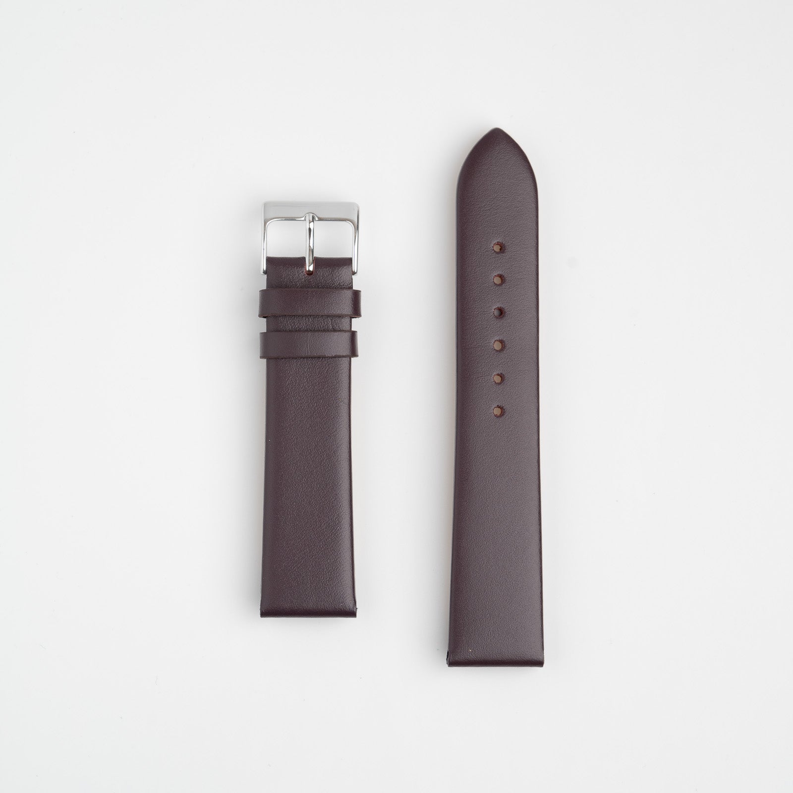 Burgundy Unstitched Smooth Genuine Leather Watch Strap 12mm, 14mm, 16mm, 18mm, 20mm, 22mm, 24mm, 26mm, 28mm, 30mm
