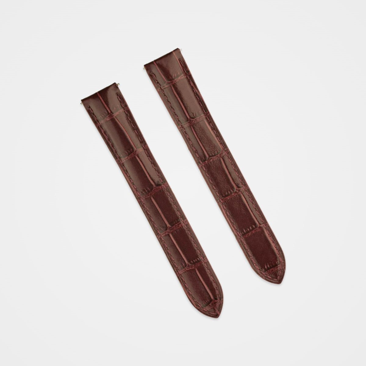 Brown square alligator grain strap to fit Cartier, front