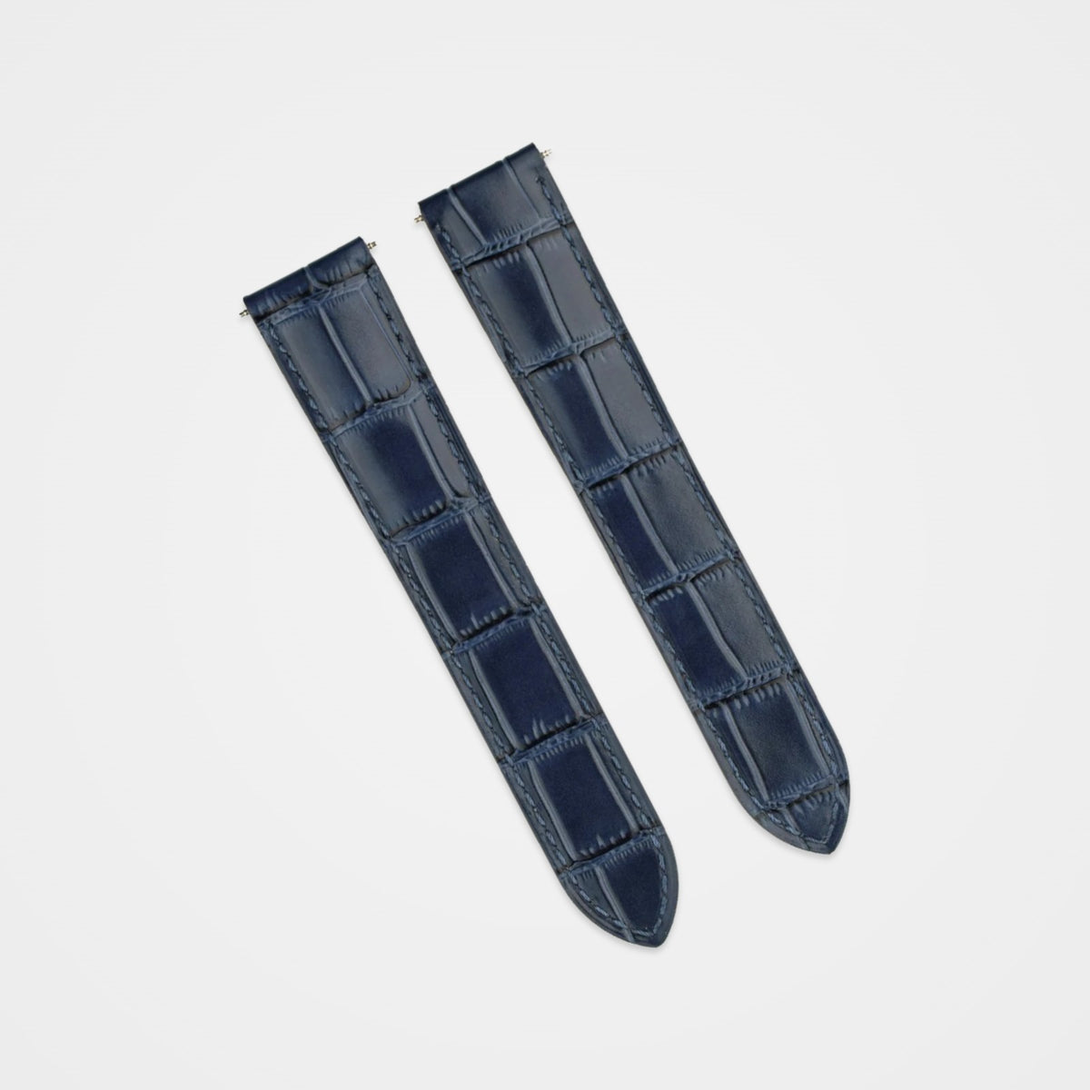Blue square alligator grain strap to fit Cartier, front