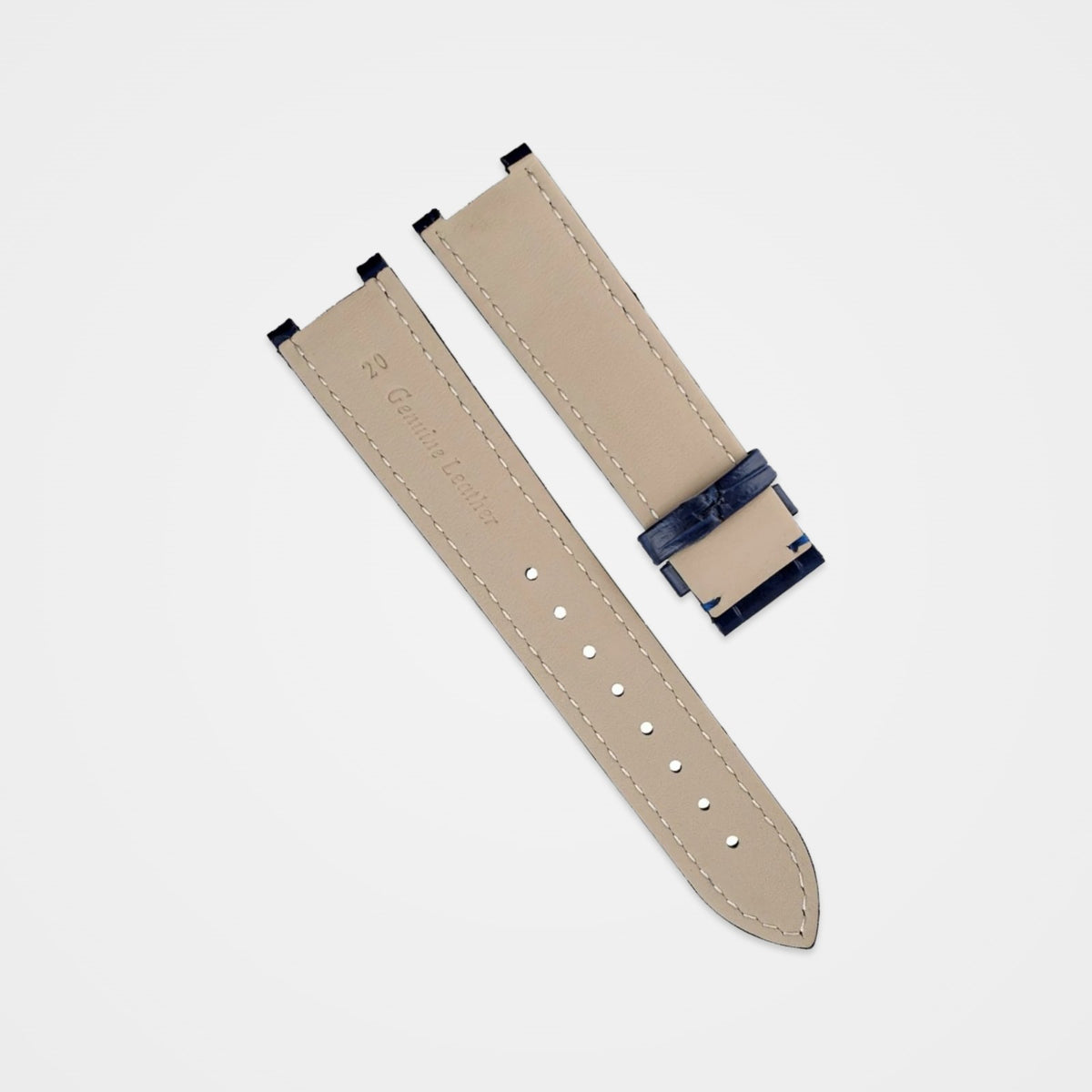 Blue crocodile grain strap for the Cartier Pasha, back