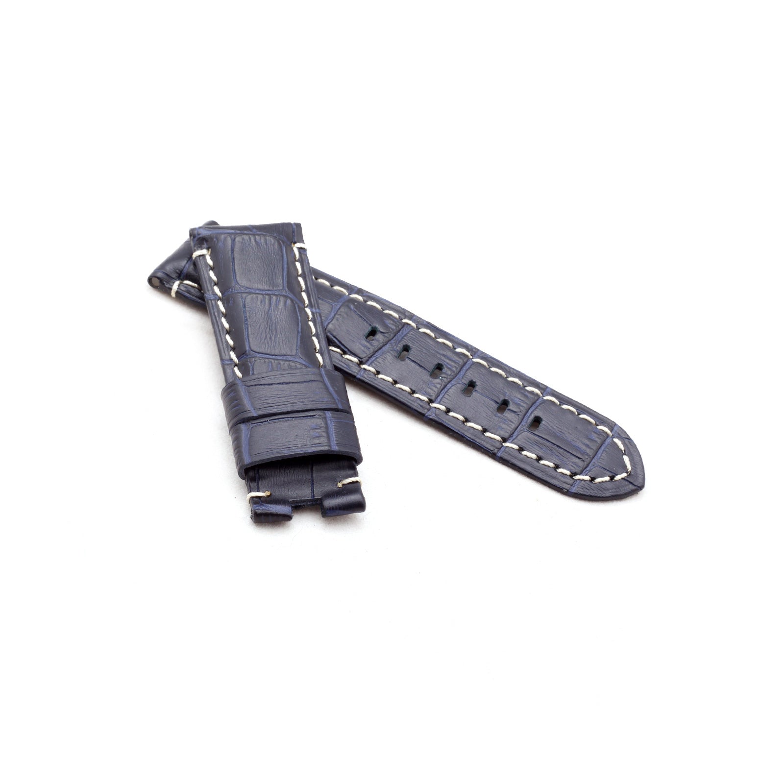 Dark Blue Alligator Panerai Style Deployment Strap