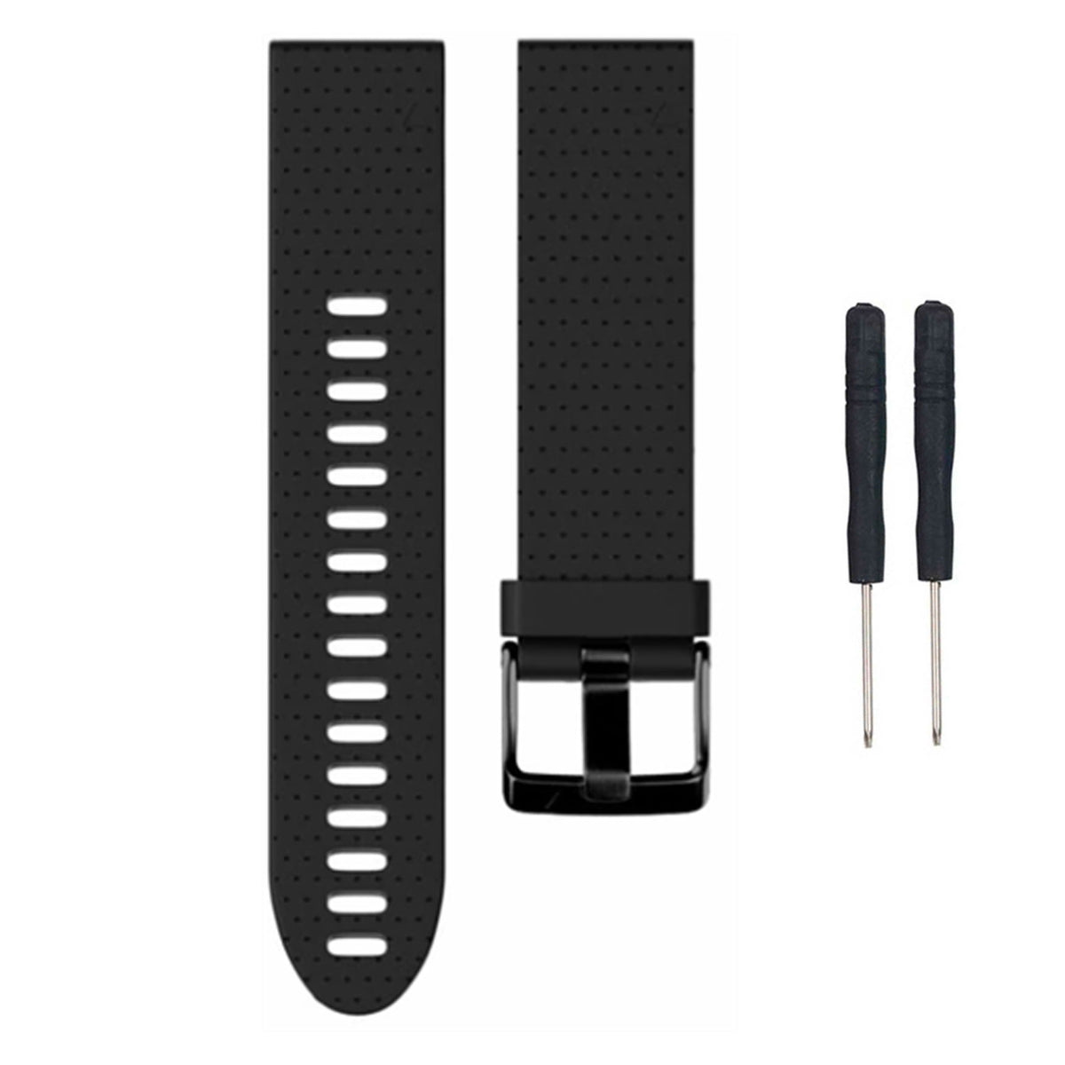 Black silicone replacement strap for the Garmin Fenix 5S