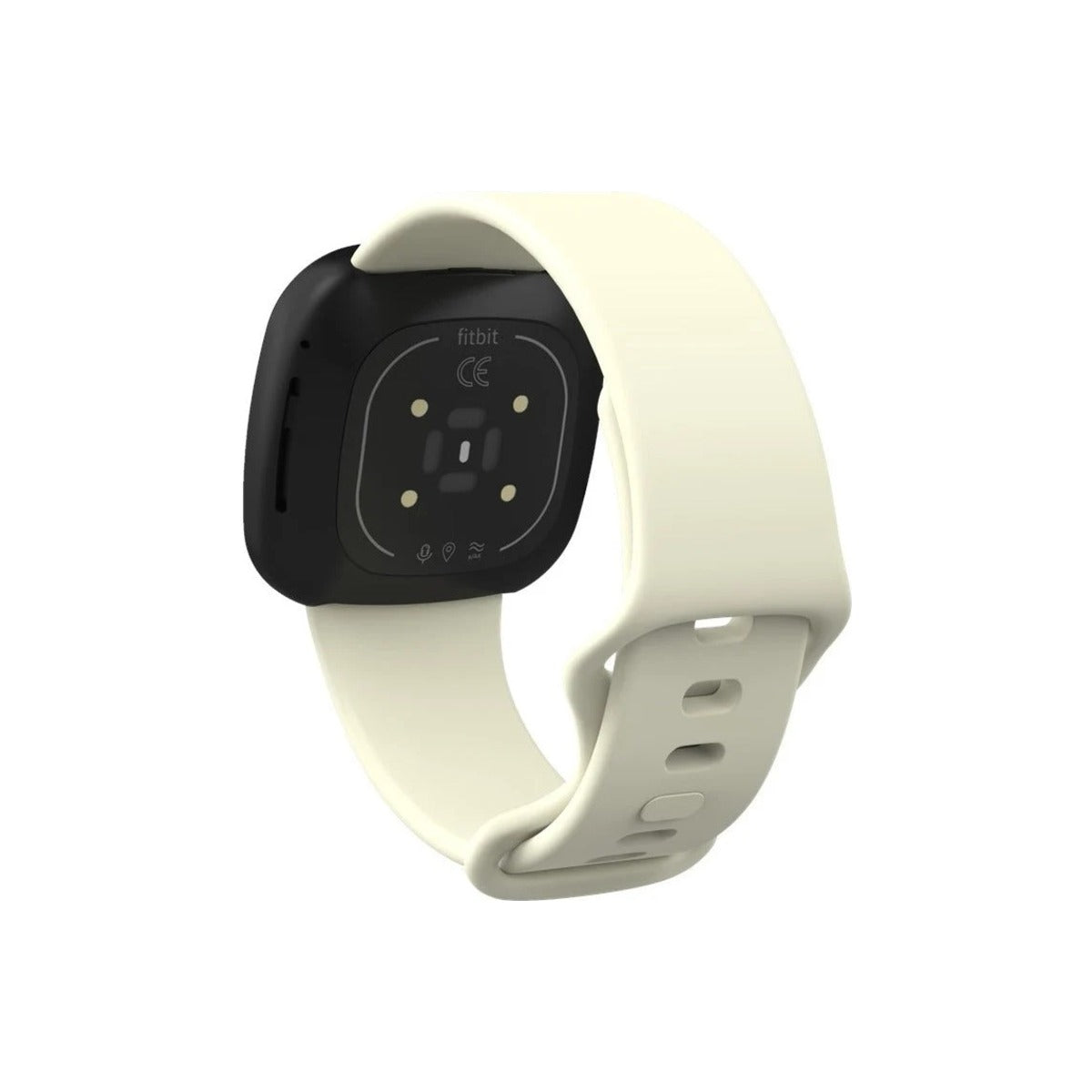 Cream silicone strap on a Fitbit Sense