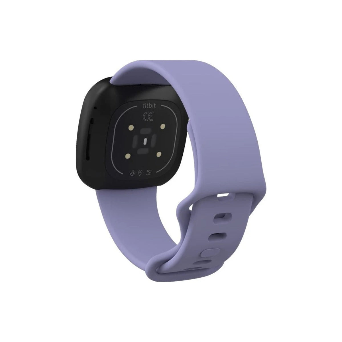 Lavender silicone strap on a Fitbit Sense