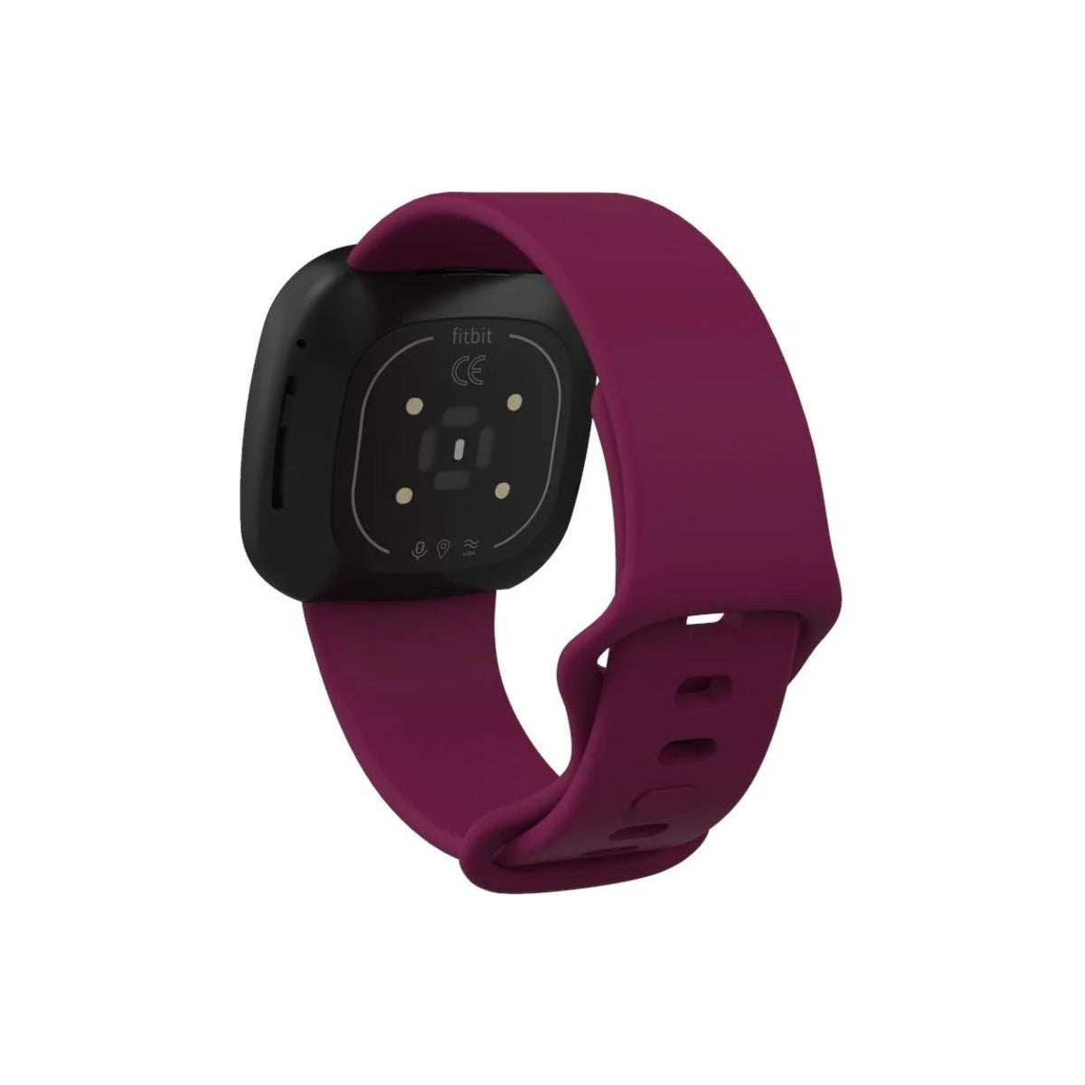 Plum silicone strap on a Fitbit Sense