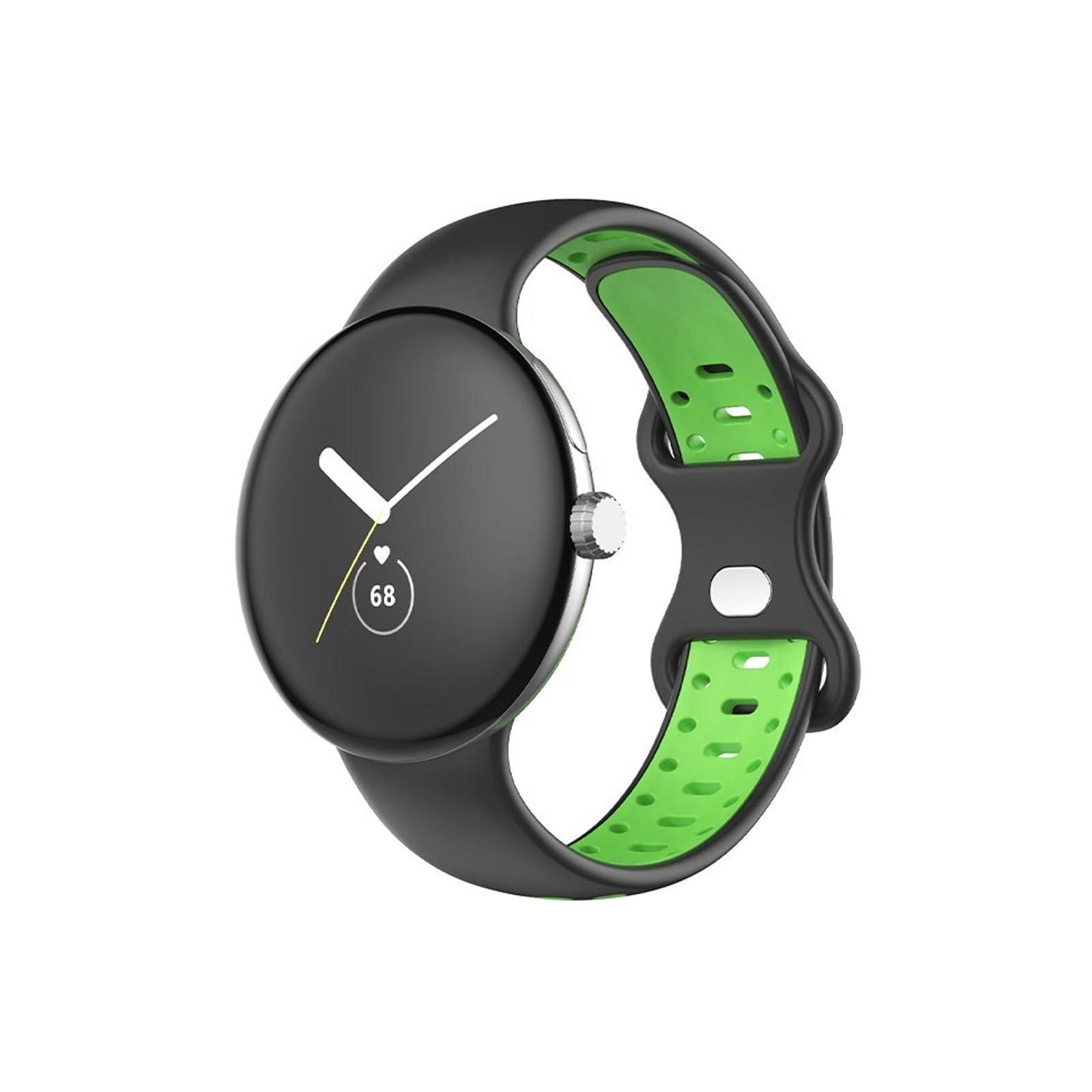 Google Pixel Style Sports Silicone Black & Green Watch Strap