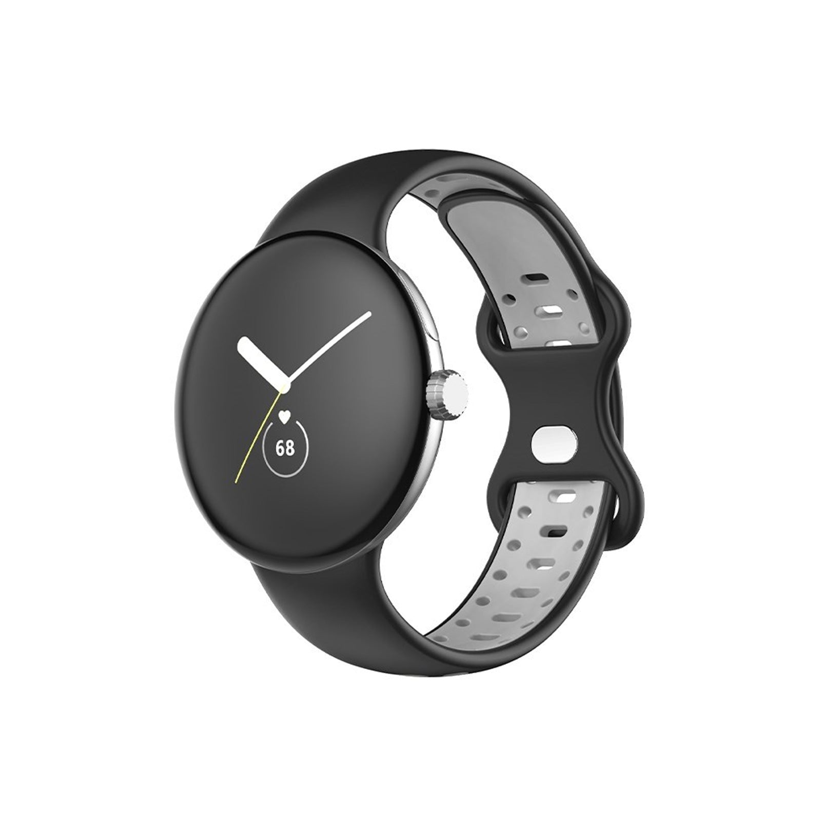 Google Pixel Style Sports Silicone Black & Grey Watch Strap