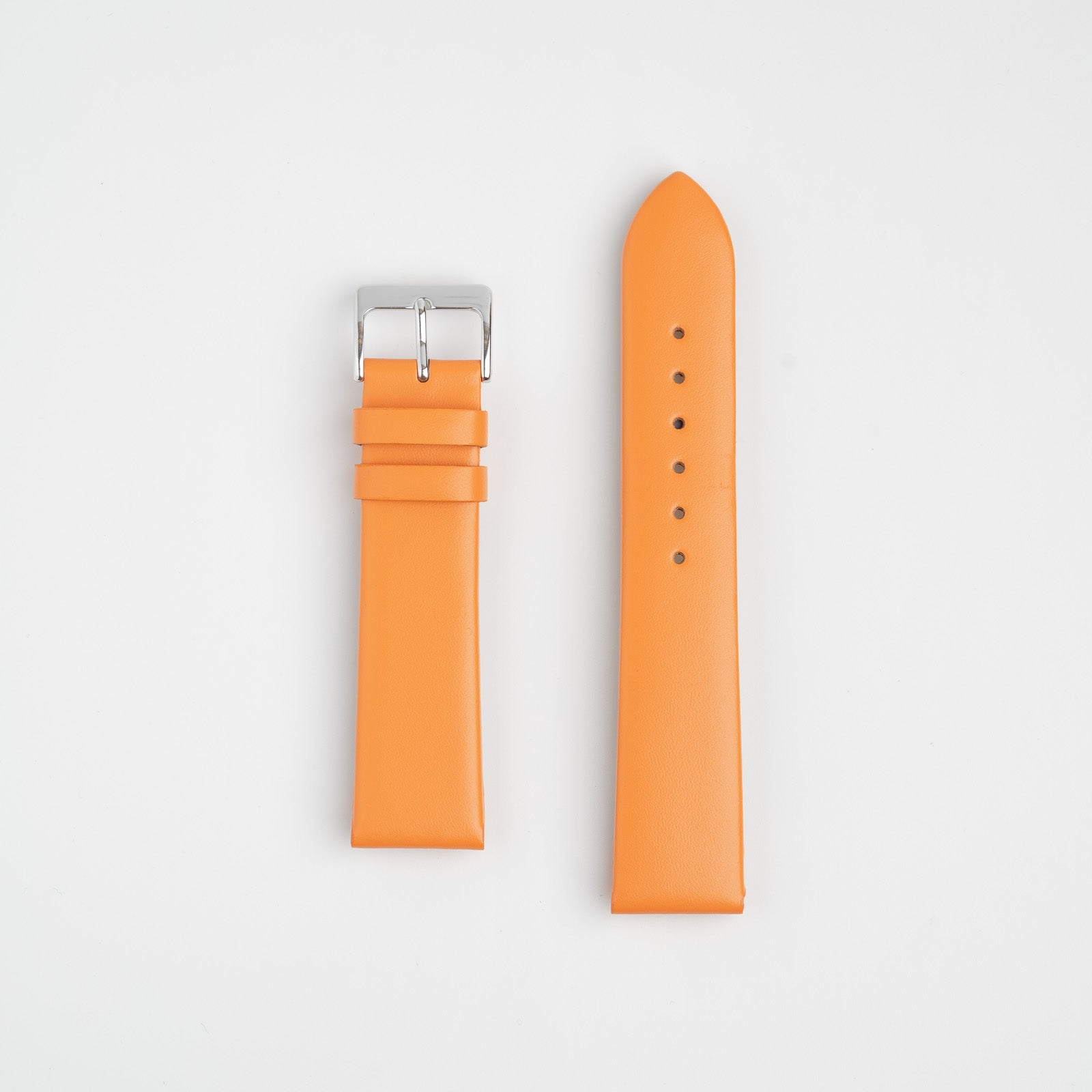Orange Unstitched Smooth Genuine Leather Watch Strap 12mm, 14mm, 16mm, 18mm, 20mm, 22mm, 24mm, 26mm, 28mm, 30mm