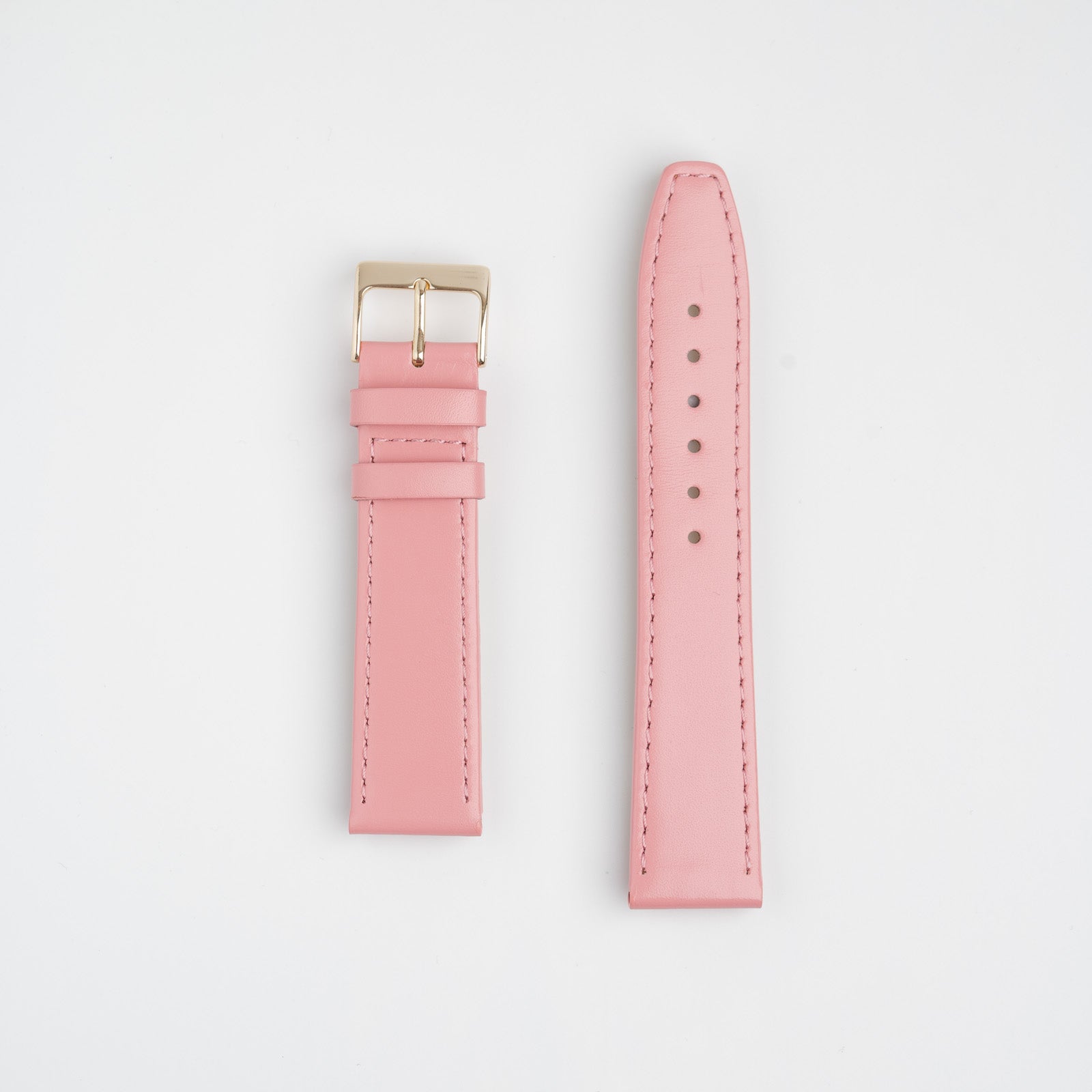Timeless classic pink leather watch strap featuring a square end, enhanced with soft nubuck lining. Available in 12mm, 14mm, 16mm, 18mm, 20mm, 22mm