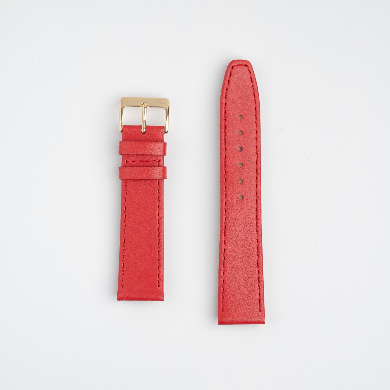 Timeless classic red leather watch strap featuring a square end, enhanced with soft nubuck lining. Available in 12mm, 14mm, 16mm, 18mm, 20mm, 22mm