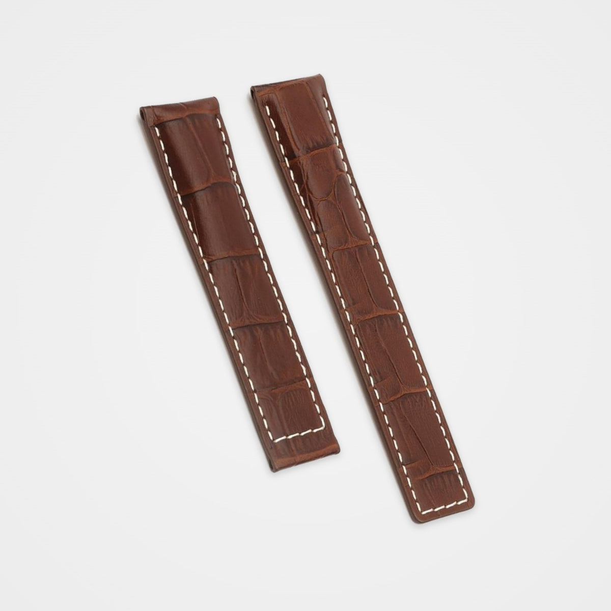 Brown crocodile grain strap with white stitching for TAG Heuer Carrera 20mm