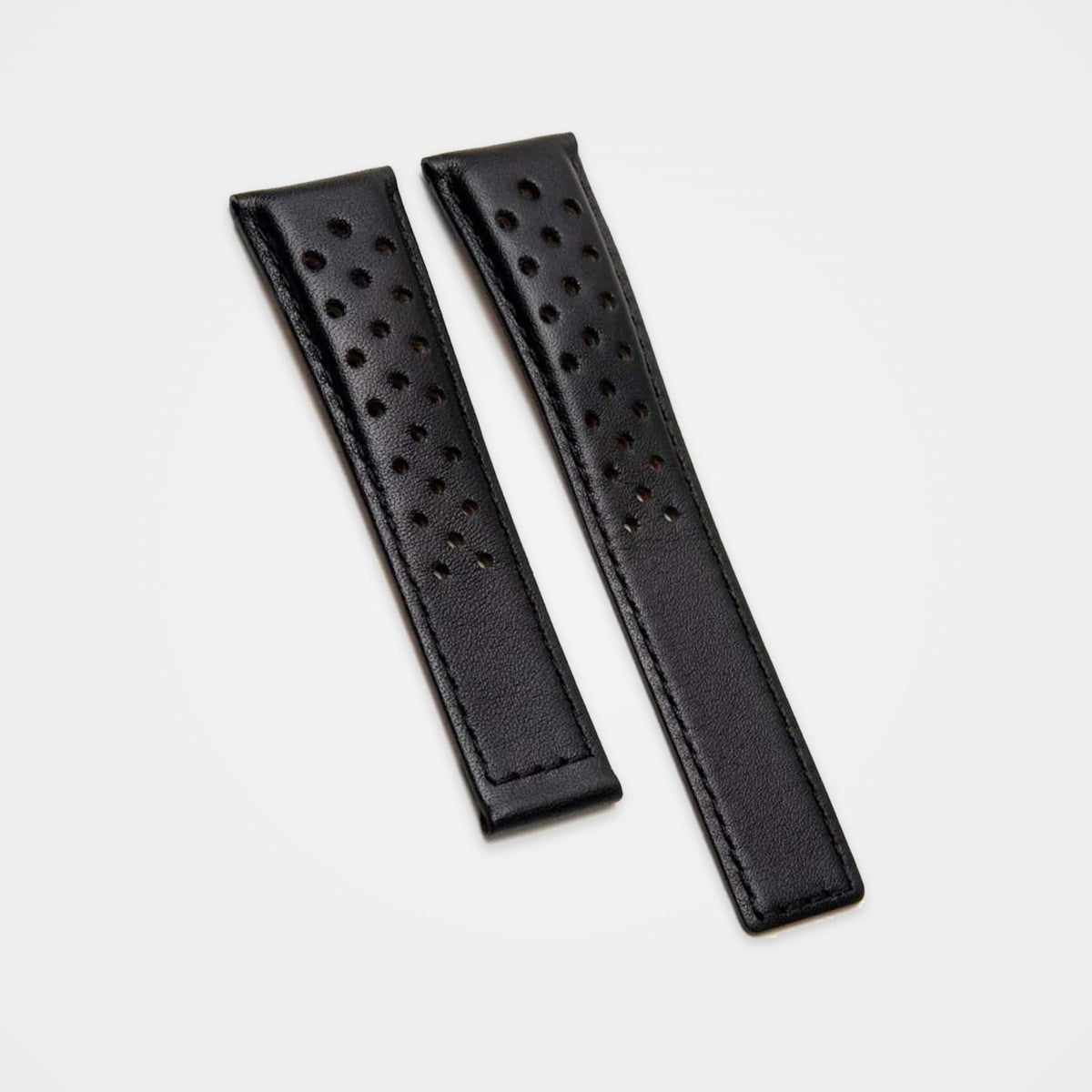 Black perforated leather strap for TAG Heuer Monaco