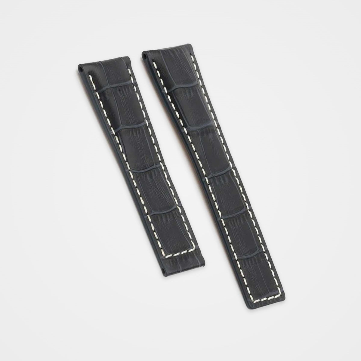 Blue crocodile grain strap with white stitching for TAG Heuer Monaco