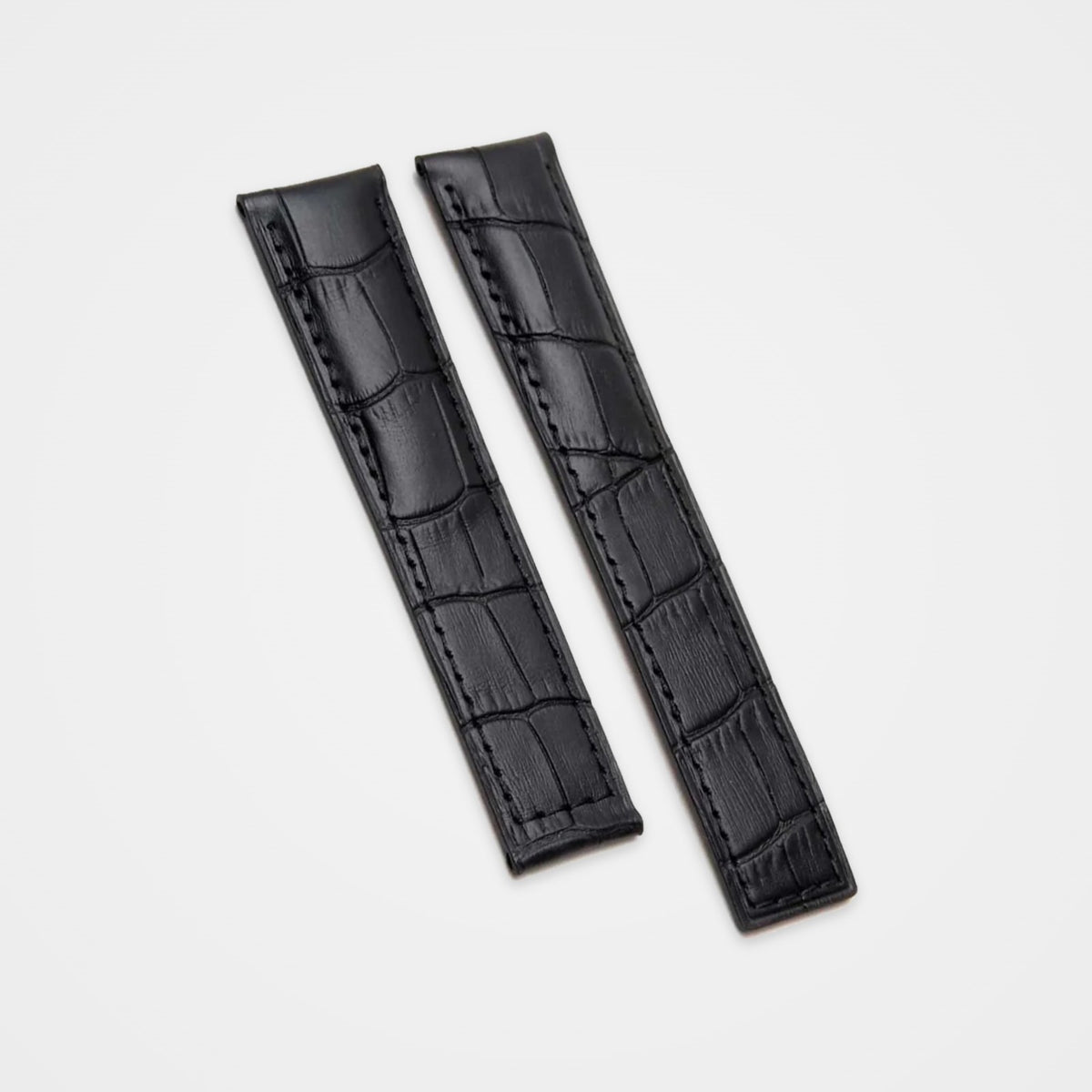 Black crocodile grain strap for TAG Heuer Carrera 19mm