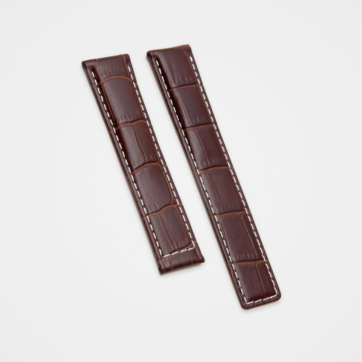 Brown crocodile grain strap with white stitching for TAG Heuer Carrera 19mm
