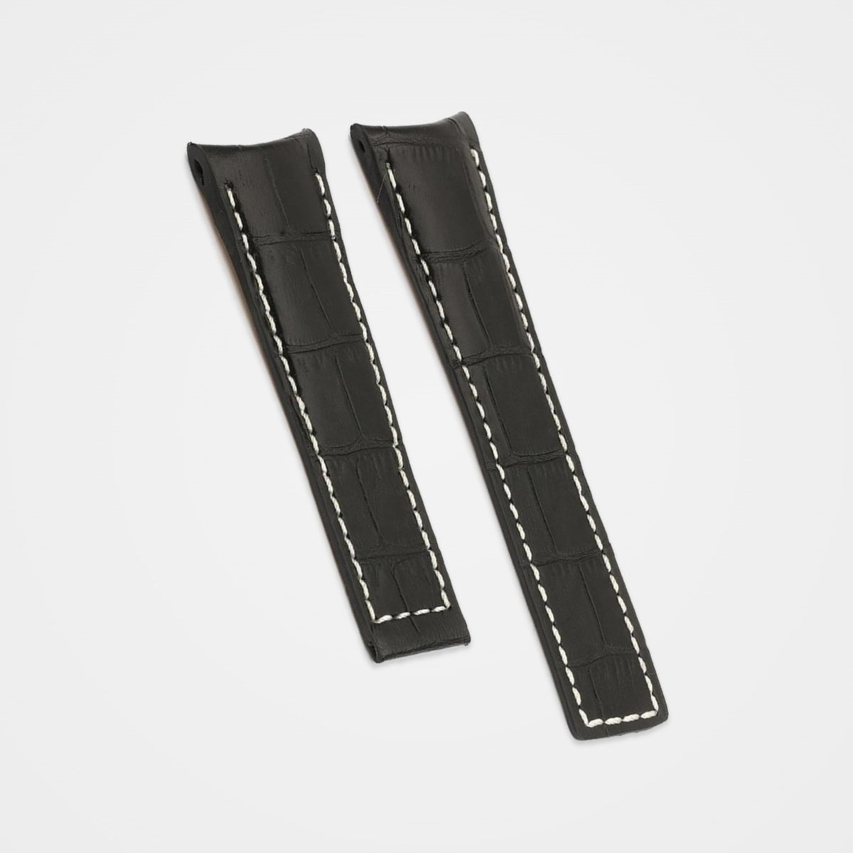 Black crocodile grain strap with white stitching for TAG Heuer Grand Carrera 22mm