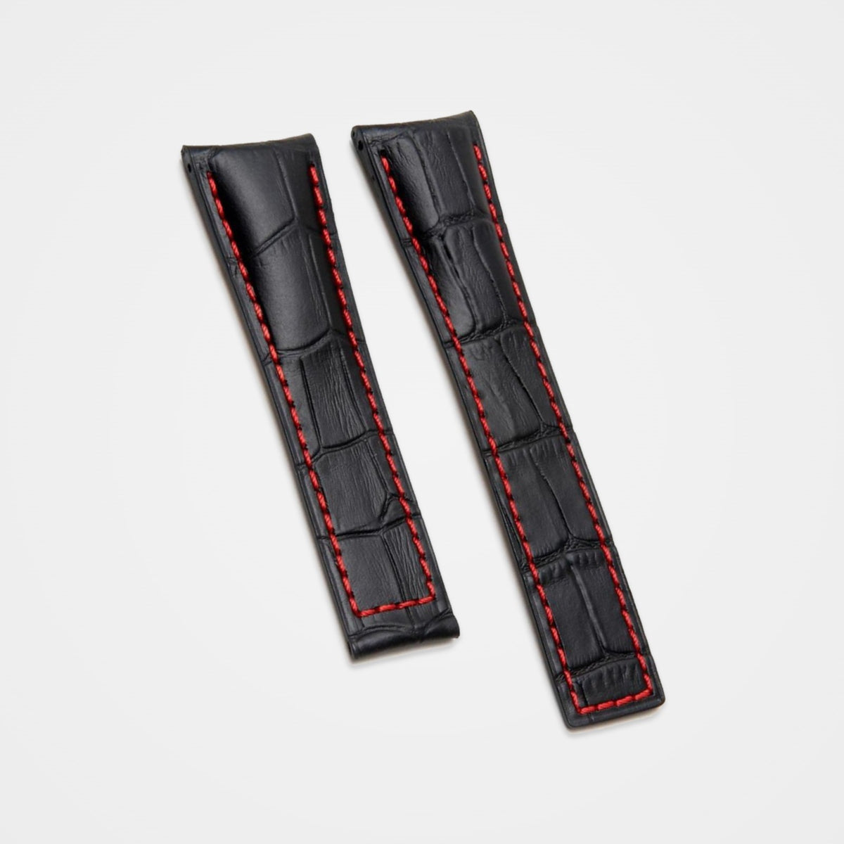 Black crocodile grain strap with red stitching for TAG Heuer Grand Carrera 22mm