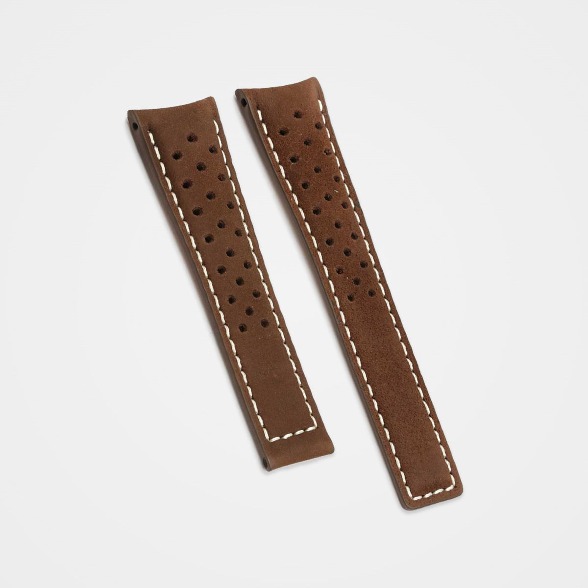 Brown perforated strap with white stitching for TAG Heuer Carrera Space X