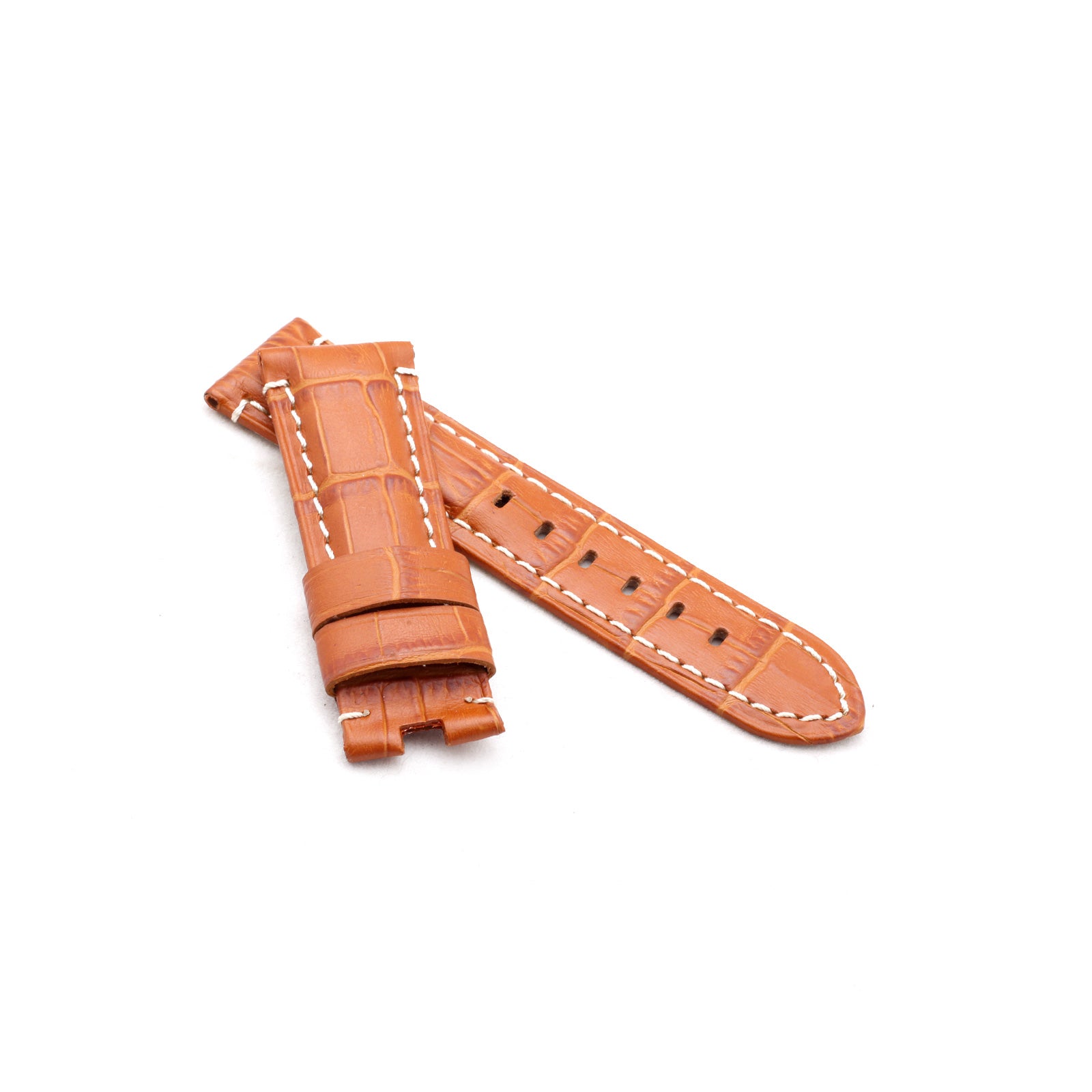 Tan Alligator Panerai Style Deployment Strap