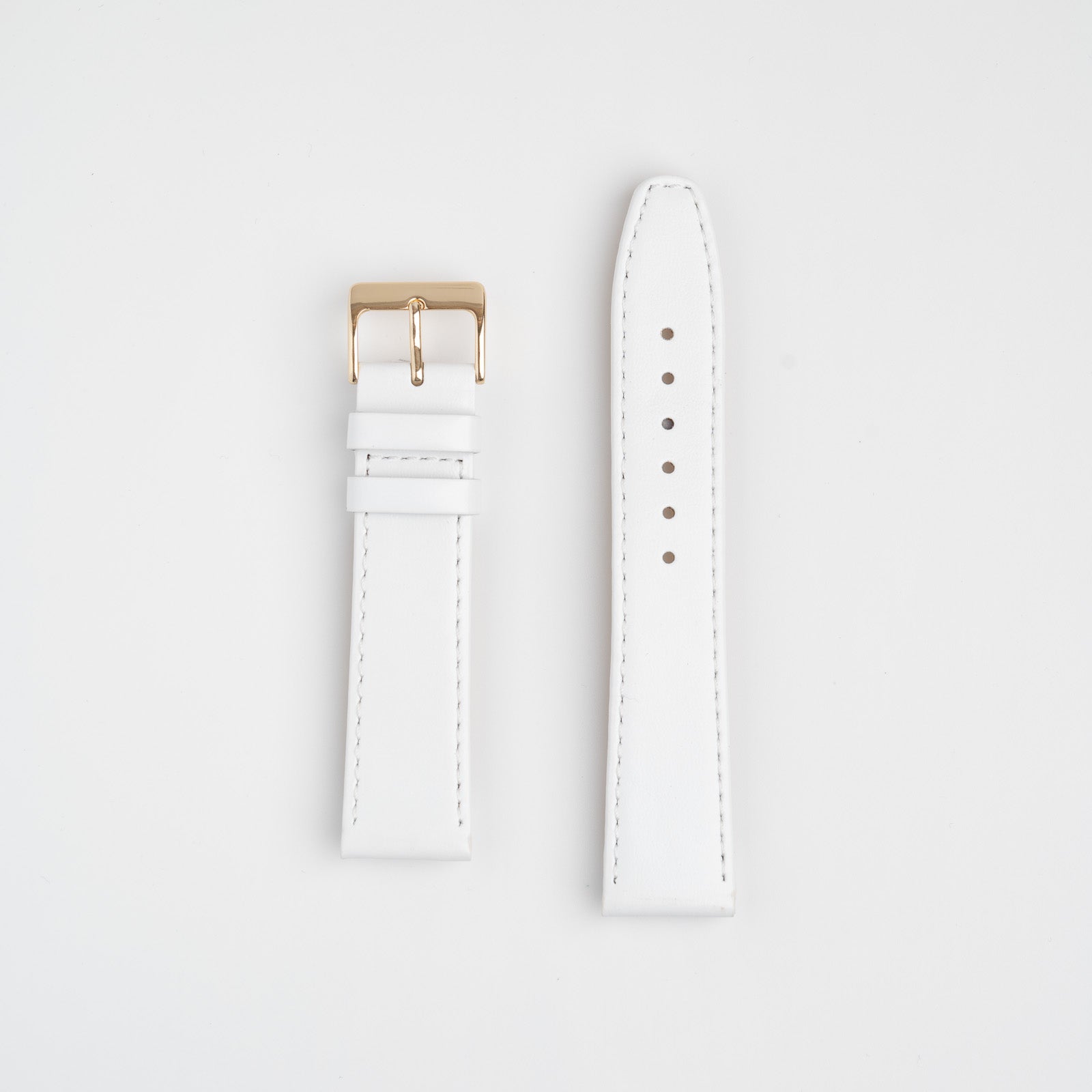 Timeless classic white leather watch strap featuring a square end, enhanced with soft nubuck lining. Available in 12mm, 14mm, 16mm, 18mm, 20mm, 22mm
