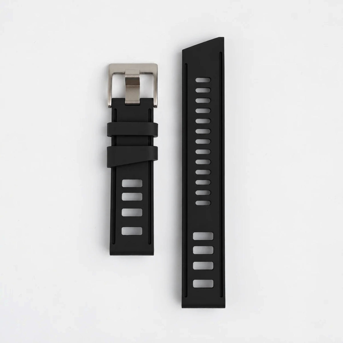 Black Submerge ISO Dive silicone watch strap, laid flat