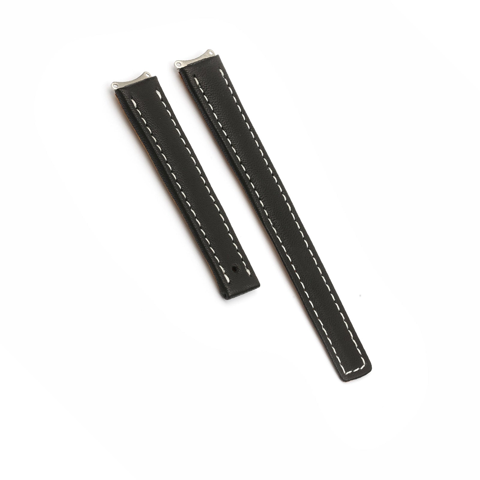 Black Smooth White Stitch Tag Heuer Style Watch Strap