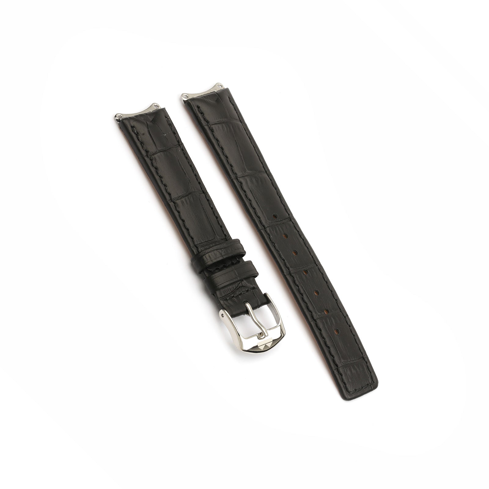 Black Crocodile Black Stitch Tag Heuer Style Watch Strap