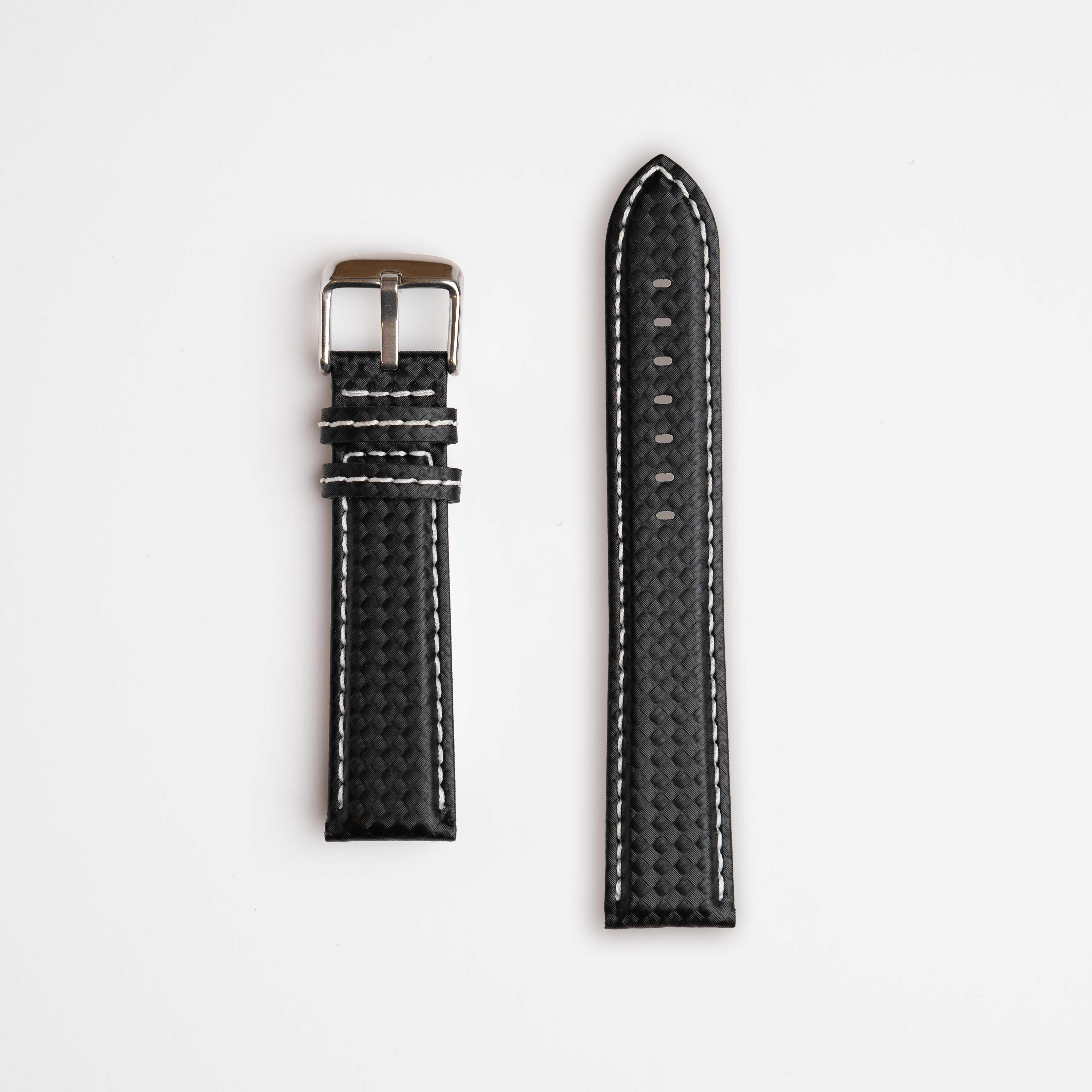Anthracite Carbon White Watch Strap