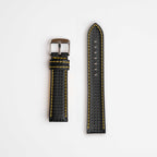Anthracite Carbon Yellow Watch Strap, both pieces laid flat