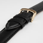 Windsor Sensitive Anti Allergy Black Watch Strap, close-up of the buckle and keepers